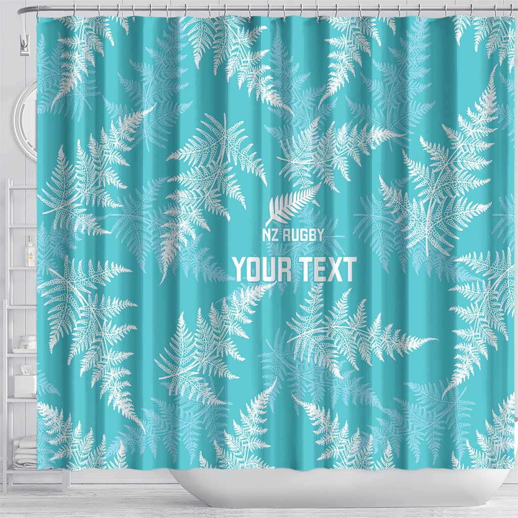 New Zealand Silver Fern Rugby Custom Shower Curtain Go Aotearoa Champions Turquoise Version - Polynesian Pride