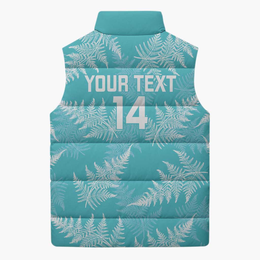 New Zealand Silver Fern Rugby Custom Sleeveless Puffer Jacket Go Aotearoa Champions Turquoise Version - Polynesian Pride