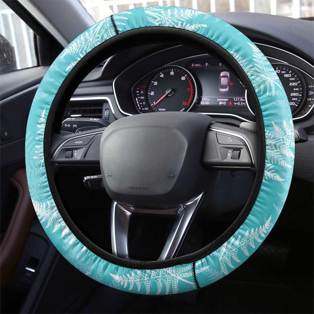 New Zealand Silver Fern Rugby Steering Wheel Cover Go Aotearoa Champions Turquoise Version - Polynesian Pride
