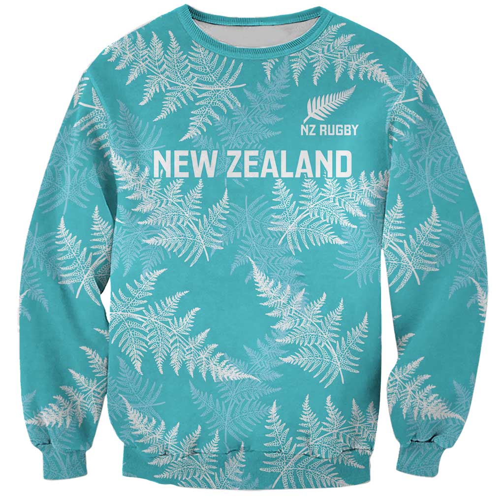 New Zealand Silver Fern Rugby Custom Sweatshirt Go Aotearoa Champions Turquoise Version - Polynesian Pride