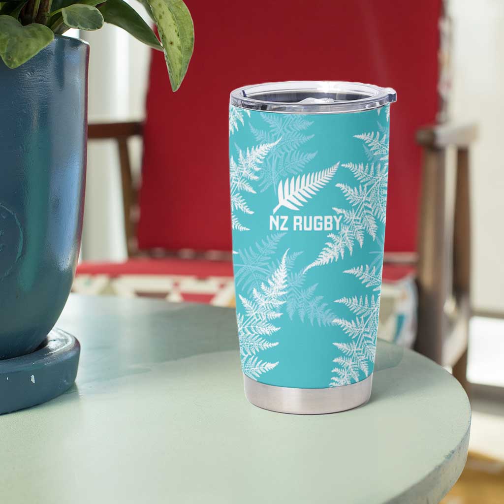 New Zealand Silver Fern Rugby Custom Tumbler Cup Go Aotearoa Champions Turquoise Version - Polynesian Pride