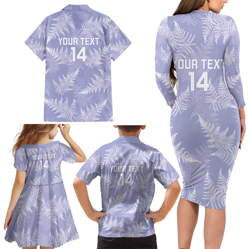 New Zealand Silver Fern Rugby Custom Family Matching Long Sleeve Bodycon Dress and Hawaiian Shirt Go Aotearoa Champions Purple Version - Polynesian Pride