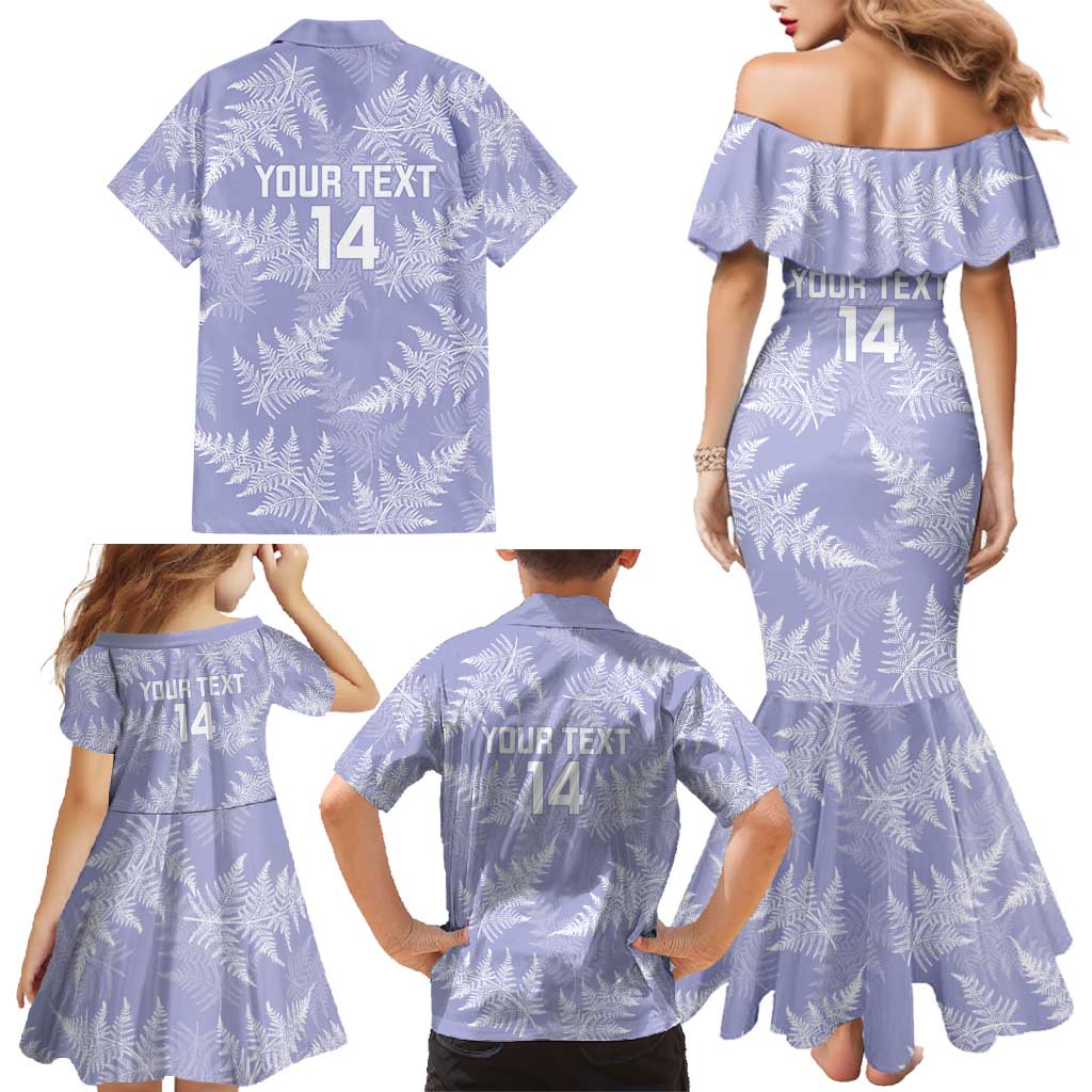 New Zealand Silver Fern Rugby Custom Family Matching Mermaid Dress and Hawaiian Shirt Go Aotearoa Champions Purple Version - Polynesian Pride