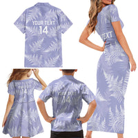 New Zealand Silver Fern Rugby Custom Family Matching Short Sleeve Bodycon Dress and Hawaiian Shirt Go Aotearoa Champions Purple Version - Polynesian Pride