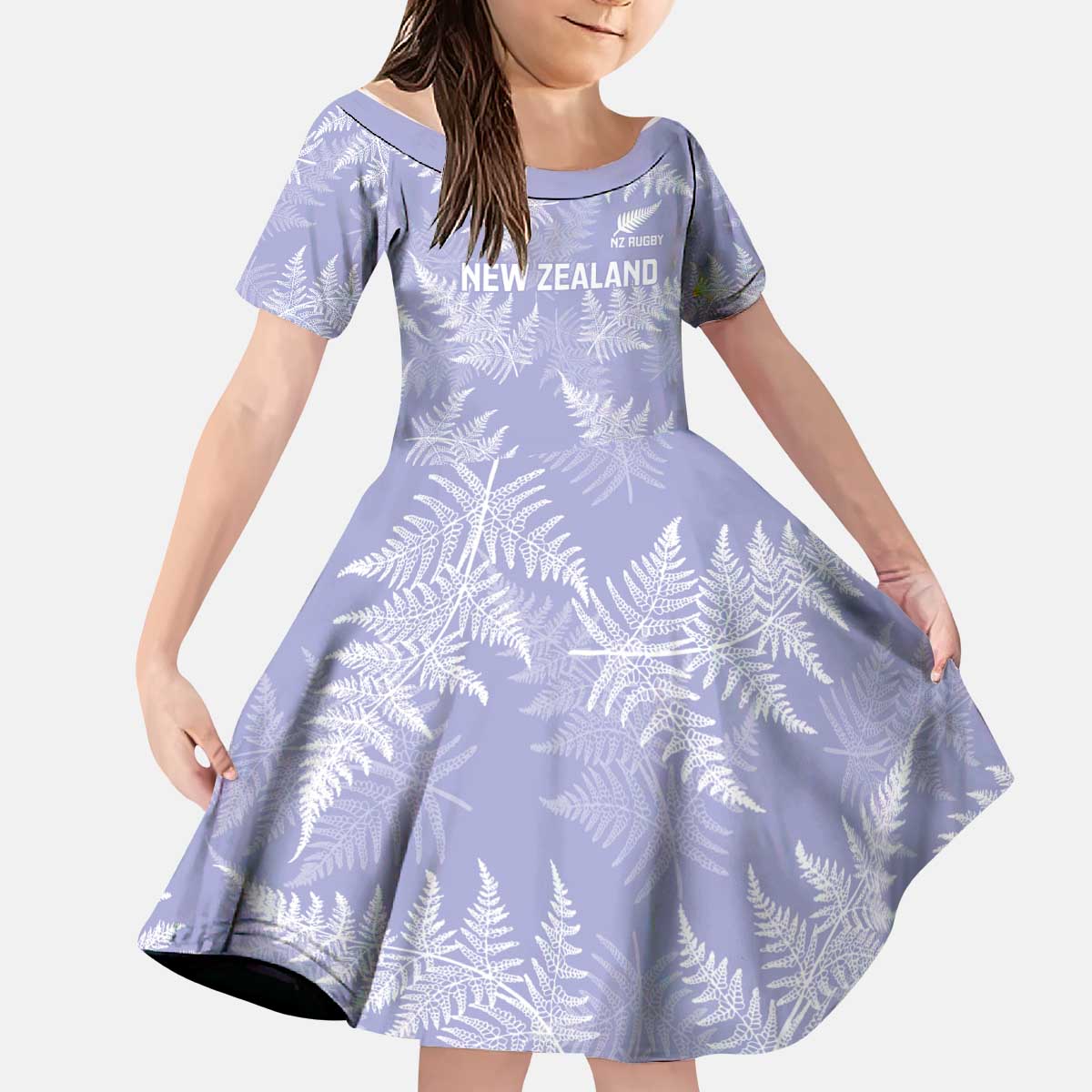 New Zealand Silver Fern Rugby Custom Kid Short Sleeve Dress Go Aotearoa Champions Purple Version - Polynesian Pride