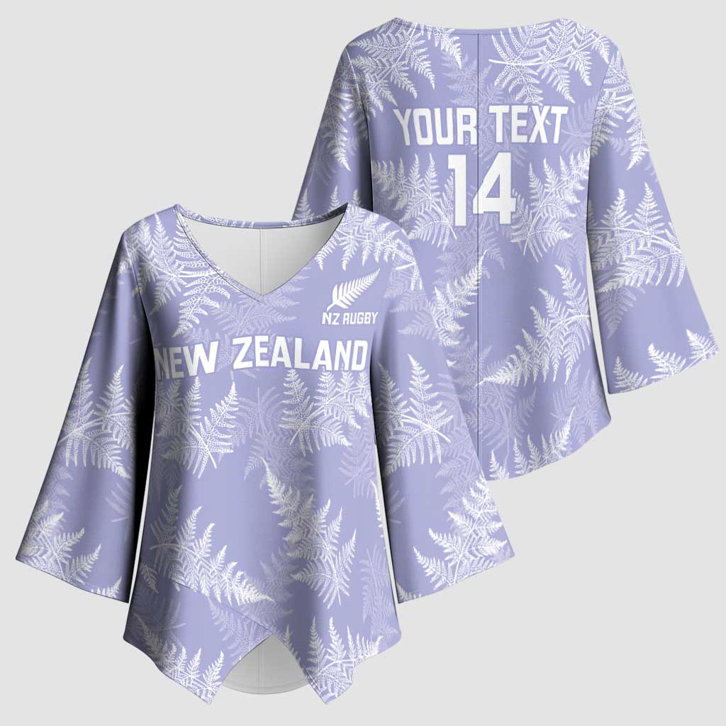 New Zealand Silver Fern Rugby Custom Kimono Sleeve Blouse Go Aotearoa Champions Purple Version - Polynesian Pride