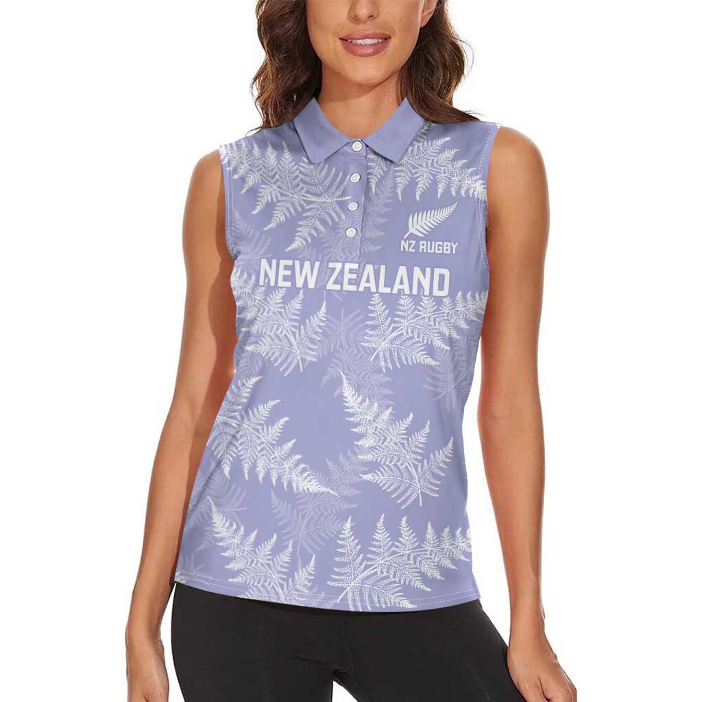 New Zealand Silver Fern Rugby Custom Women Sleeveless Polo Shirt Go Aotearoa Champions Purple Version - Polynesian Pride