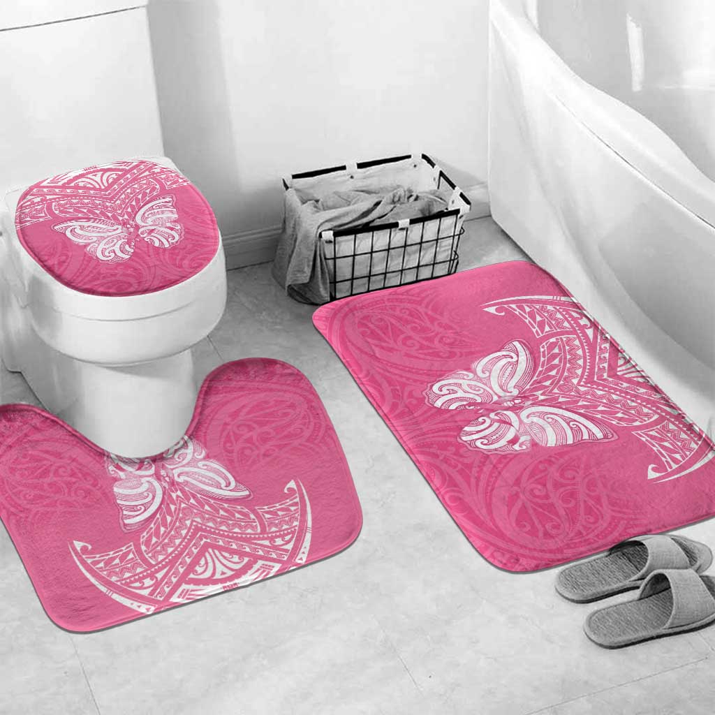 New Zealand Breast Cancer Awareness Bathroom Set Maori Butterfly Pink Ribbon - Polynesian Pride