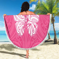 New Zealand Breast Cancer Awareness Beach Blanket Maori Butterfly Pink Ribbon - Polynesian Pride
