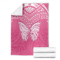 New Zealand Breast Cancer Awareness Blanket Maori Butterfly Pink Ribbon - Polynesian Pride