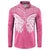 New Zealand Breast Cancer Awareness Button Sweatshirt Maori Butterfly Pink Ribbon - Polynesian Pride
