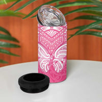 New Zealand Breast Cancer Awareness 4 in 1 Can Cooler Tumbler Maori Butterfly Pink Ribbon - Polynesian Pride
