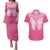New Zealand Breast Cancer Awareness Couples Matching Puletasi and Hawaiian Shirt Maori Butterfly Pink Ribbon - Polynesian Pride