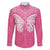 New Zealand Breast Cancer Awareness Family Matching Mermaid Dress and Hawaiian Shirt Maori Butterfly Pink Ribbon - Polynesian Pride