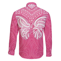 New Zealand Breast Cancer Awareness Family Matching Mermaid Dress and Hawaiian Shirt Maori Butterfly Pink Ribbon LT14 - Polynesian Pride
