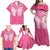 New Zealand Breast Cancer Awareness Family Matching Off Shoulder Maxi Dress and Hawaiian Shirt Maori Butterfly Pink Ribbon - Polynesian Pride
