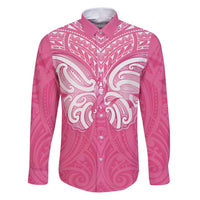New Zealand Breast Cancer Awareness Family Matching Puletasi and Hawaiian Shirt Maori Butterfly Pink Ribbon - Polynesian Pride