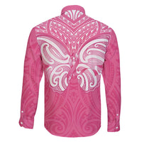New Zealand Breast Cancer Awareness Family Matching Short Sleeve Bodycon Dress and Hawaiian Shirt Maori Butterfly Pink Ribbon - Polynesian Pride