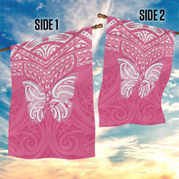 New Zealand Breast Cancer Awareness Garden Flag Maori Butterfly Pink Ribbon - Polynesian Pride
