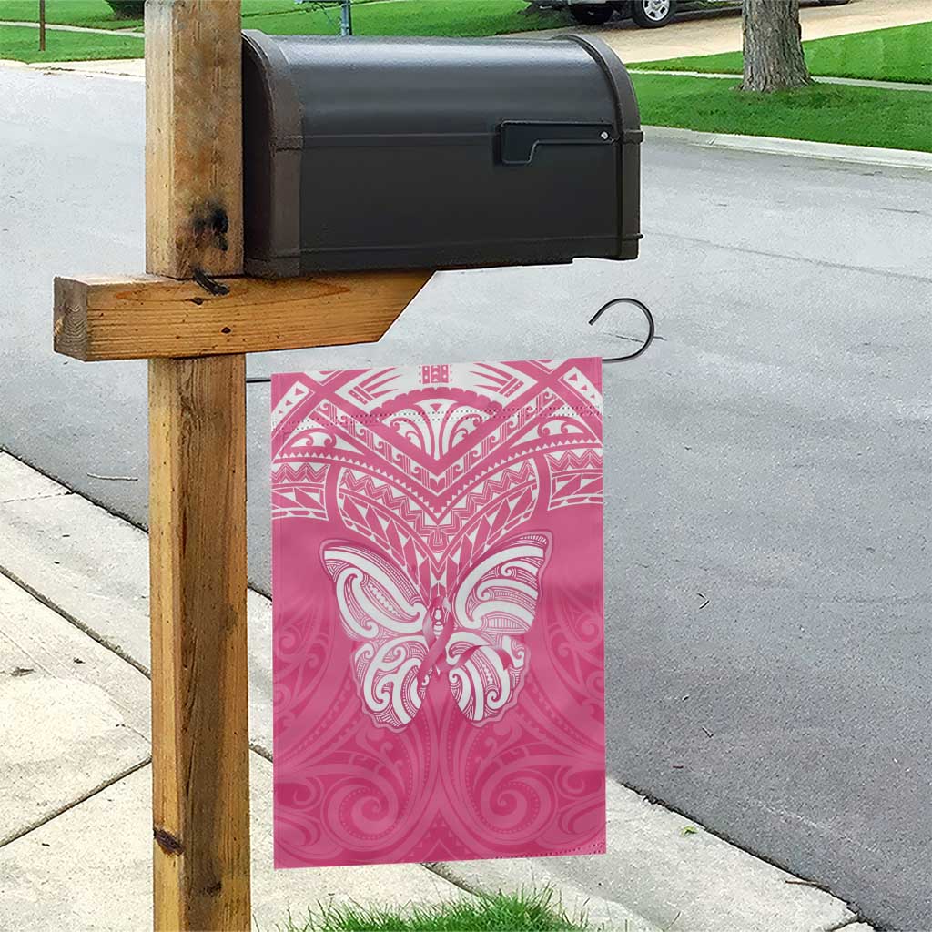 New Zealand Breast Cancer Awareness Garden Flag Maori Butterfly Pink Ribbon - Polynesian Pride