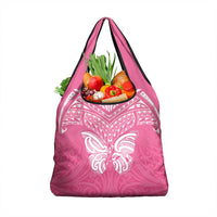 New Zealand Breast Cancer Awareness Grocery Bag Maori Butterfly Pink Ribbon - Polynesian Pride