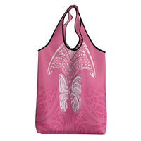 New Zealand Breast Cancer Awareness Grocery Bag Maori Butterfly Pink Ribbon - Polynesian Pride