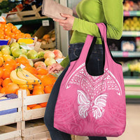 New Zealand Breast Cancer Awareness Grocery Bag Maori Butterfly Pink Ribbon - Polynesian Pride