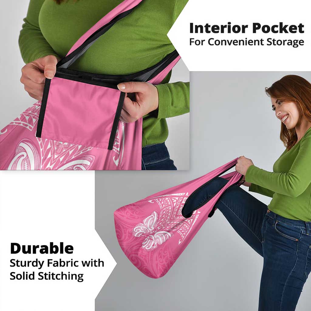 New Zealand Breast Cancer Awareness Grocery Bag Maori Butterfly Pink Ribbon - Polynesian Pride