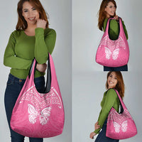 New Zealand Breast Cancer Awareness Grocery Bag Maori Butterfly Pink Ribbon - Polynesian Pride