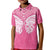 New Zealand Breast Cancer Awareness Kid Polo Shirt Maori Butterfly Pink Ribbon - Polynesian Pride