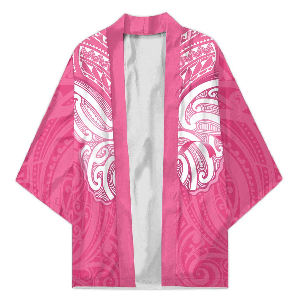 New Zealand Breast Cancer Awareness Kimono Maori Butterfly Pink Ribbon - Polynesian Pride