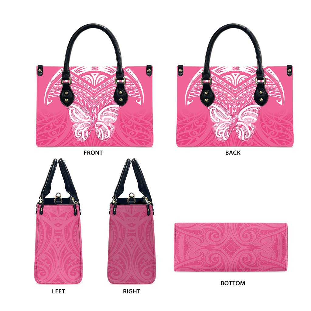 New Zealand Breast Cancer Awareness Leather Bag Maori Butterfly Pink Ribbon - Polynesian Pride