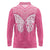 New Zealand Breast Cancer Awareness Long Sleeve Polo Shirt Maori Butterfly Pink Ribbon - Polynesian Pride