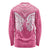 New Zealand Breast Cancer Awareness Long Sleeve Shirt Maori Butterfly Pink Ribbon - Polynesian Pride