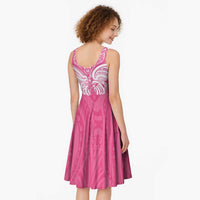 New Zealand Breast Cancer Awareness Midi Dress Maori Butterfly Pink Ribbon - Polynesian Pride