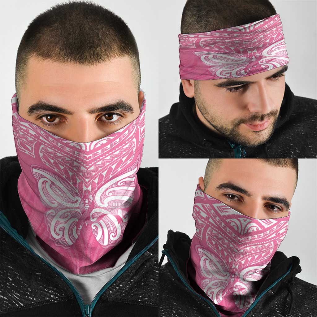 New Zealand Breast Cancer Awareness Neck Gaiter Maori Butterfly Pink Ribbon - Polynesian Pride