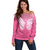 New Zealand Breast Cancer Awareness Off Shoulder Sweater Maori Butterfly Pink Ribbon - Polynesian Pride