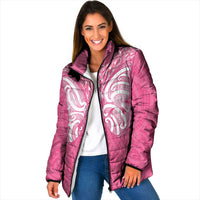 New Zealand Breast Cancer Awareness Padded Jacket Maori Butterfly Pink Ribbon - Polynesian Pride
