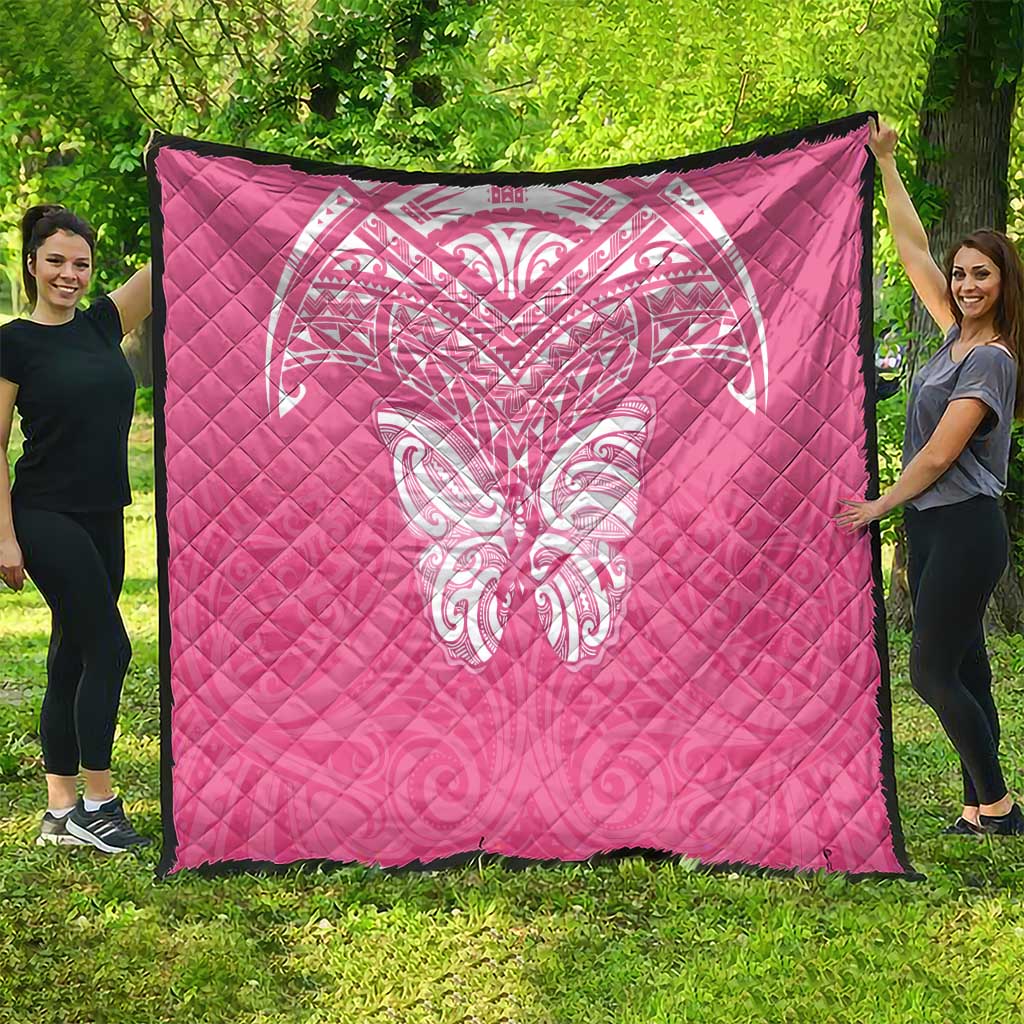 New Zealand Breast Cancer Awareness Quilt Maori Butterfly Pink Ribbon - Polynesian Pride