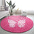 New Zealand Breast Cancer Awareness Round Carpet Maori Butterfly Pink Ribbon - Polynesian Pride