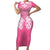 New Zealand Breast Cancer Awareness Short Sleeve Bodycon Dress Maori Butterfly Pink Ribbon - Polynesian Pride