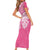 New Zealand Breast Cancer Awareness Short Sleeve Bodycon Dress Maori Butterfly Pink Ribbon - Polynesian Pride