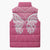New Zealand Breast Cancer Awareness Sleeveless Puffer Jacket Maori Butterfly Pink Ribbon - Polynesian Pride