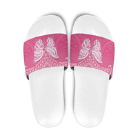 New Zealand Breast Cancer Awareness Slide Sandals Maori Butterfly Pink Ribbon - Polynesian Pride