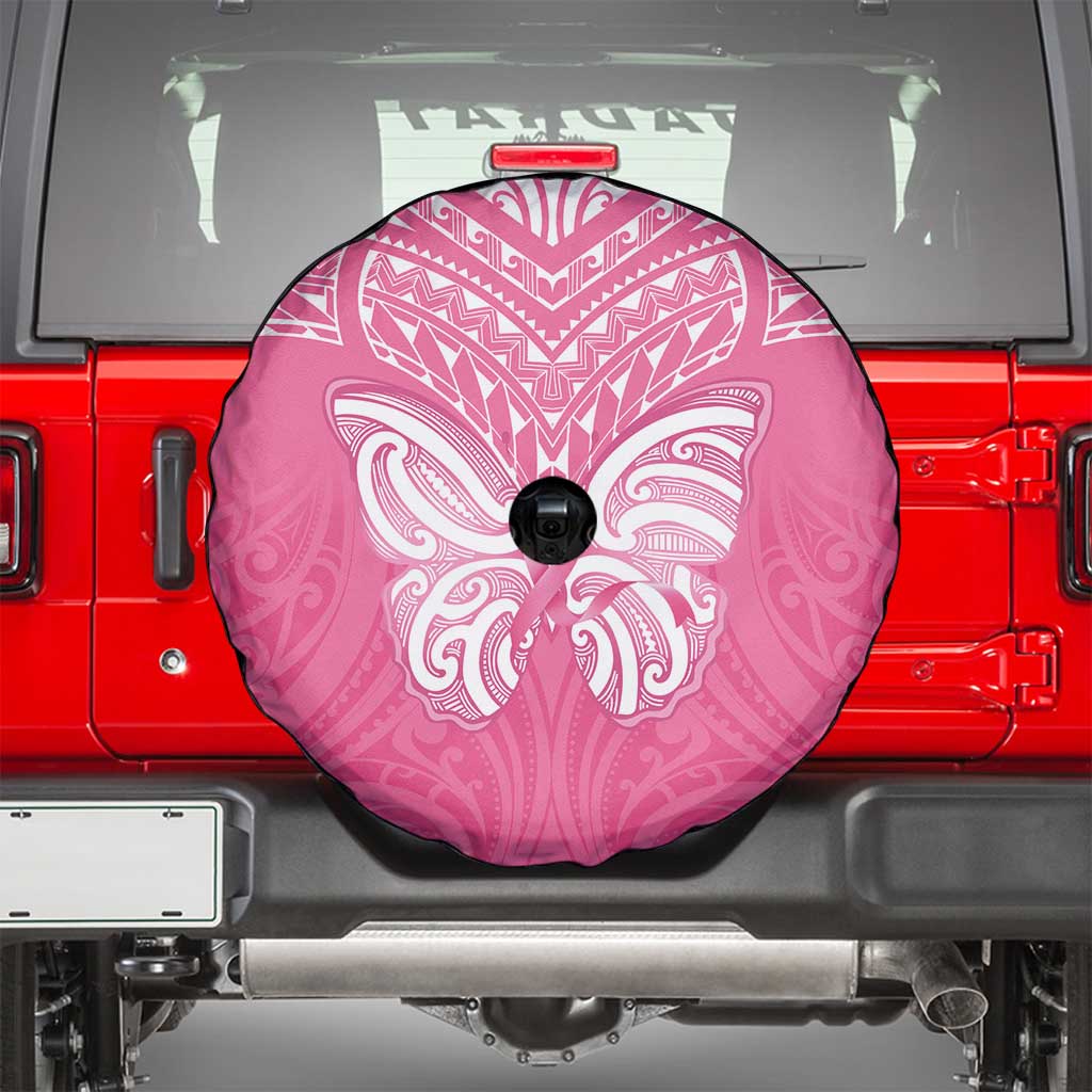 New Zealand Breast Cancer Awareness Spare Tire Cover Maori Butterfly Pink Ribbon - Polynesian Pride