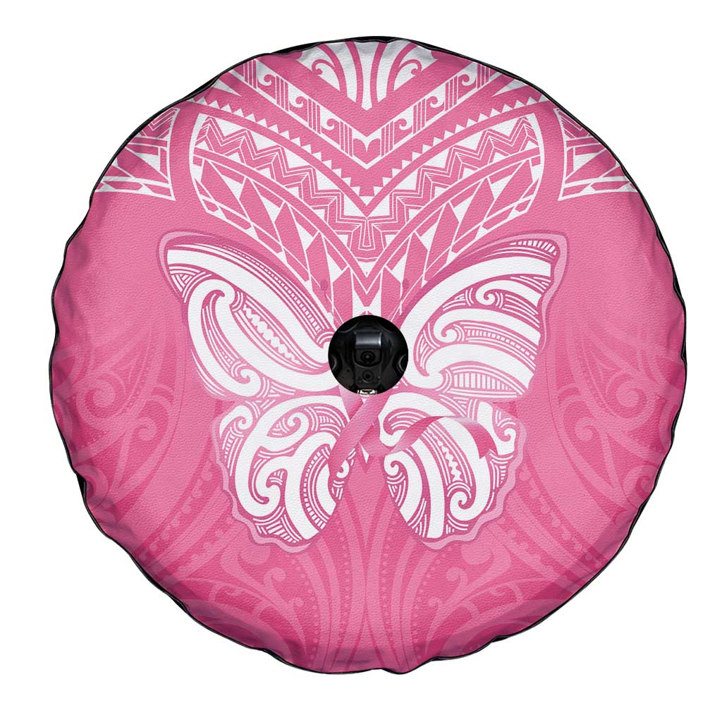 New Zealand Breast Cancer Awareness Spare Tire Cover Maori Butterfly Pink Ribbon - Polynesian Pride