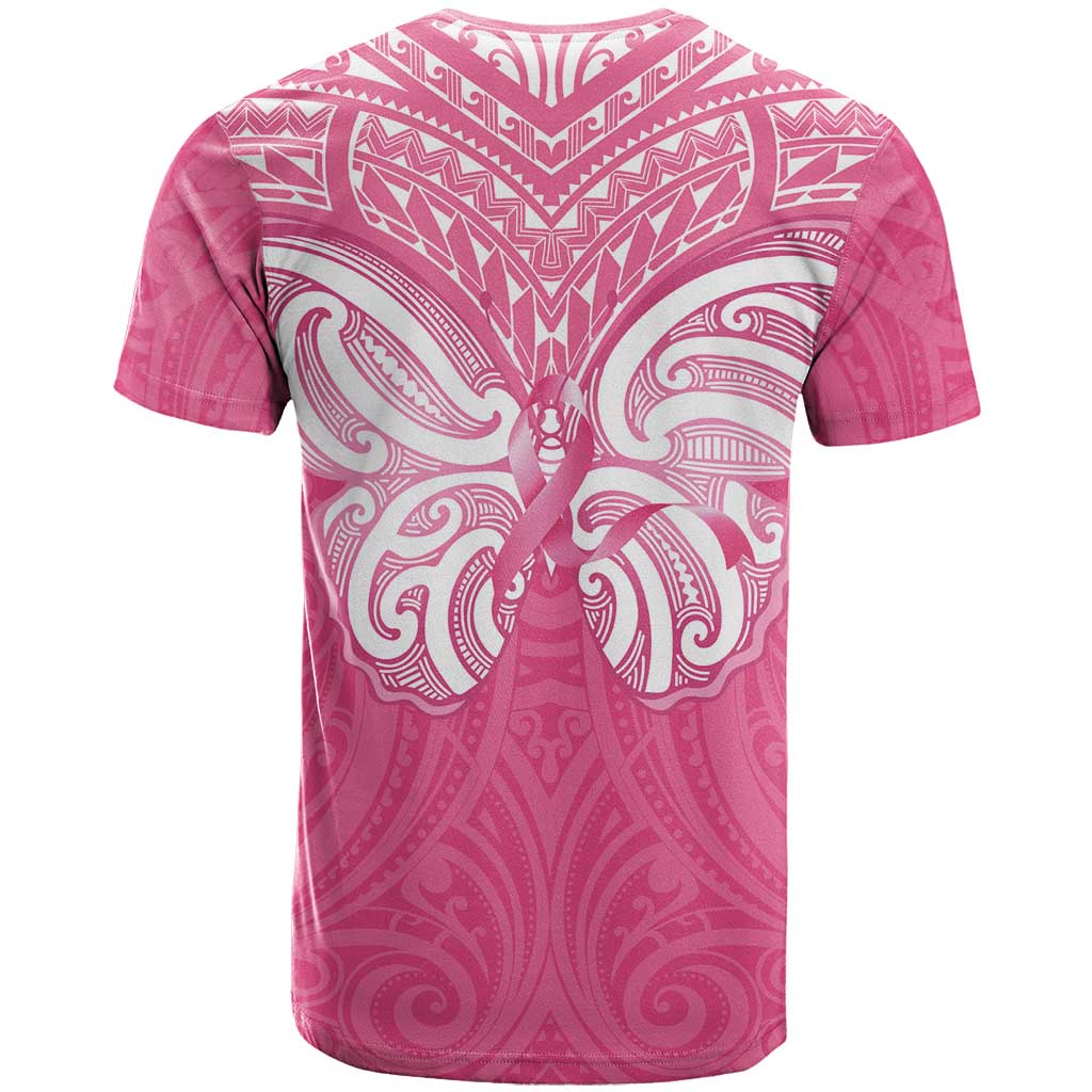New Zealand Breast Cancer Awareness T Shirt Maori Butterfly Pink Ribbon - Polynesian Pride