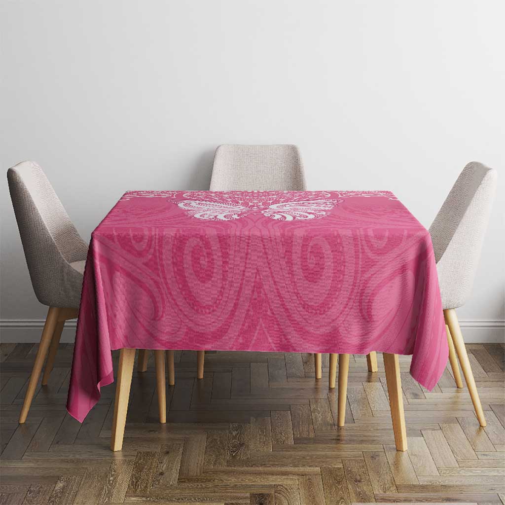 New Zealand Breast Cancer Awareness Tablecloth Maori Butterfly Pink Ribbon - Polynesian Pride