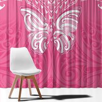 New Zealand Breast Cancer Awareness Window Curtain Maori Butterfly Pink Ribbon - Polynesian Pride