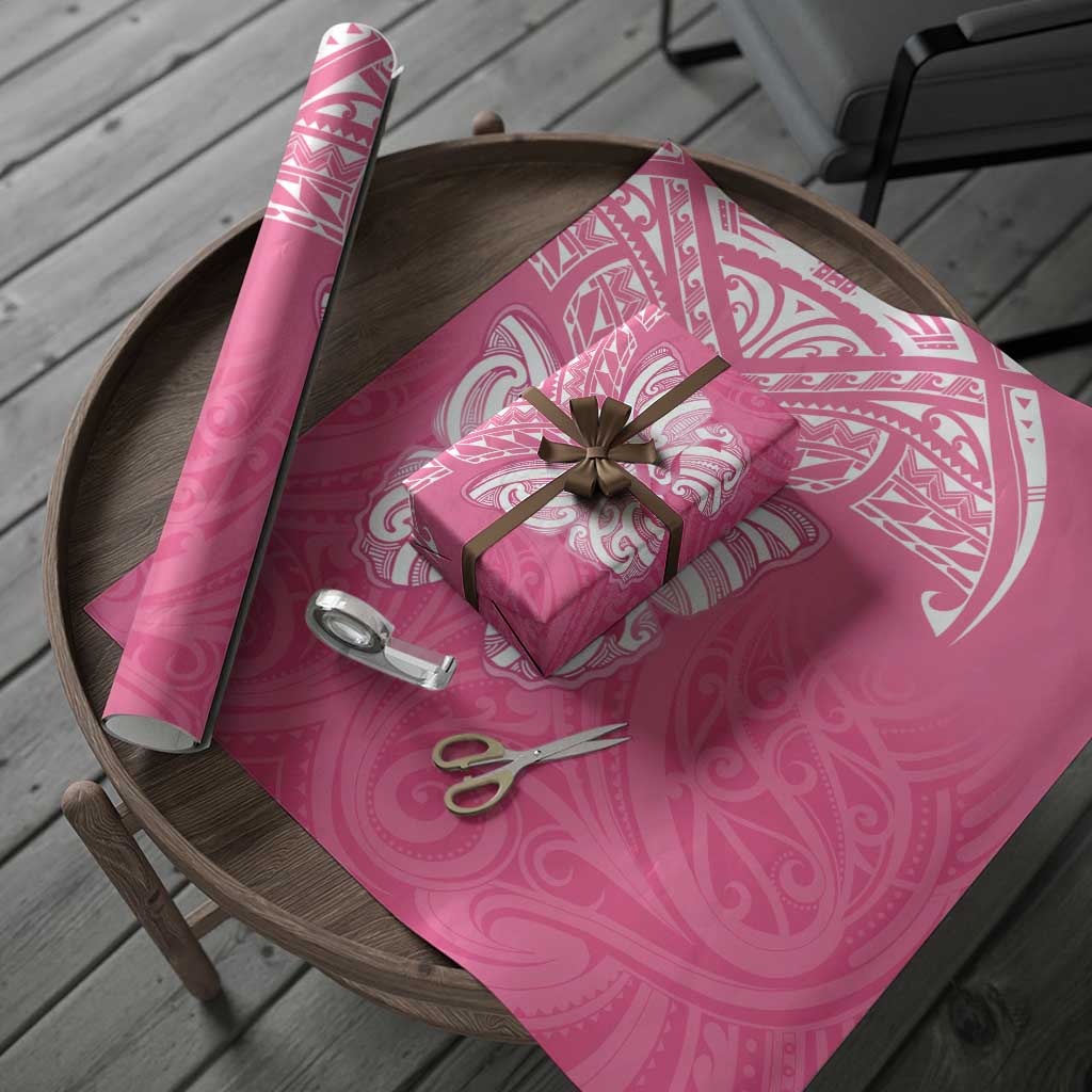 New Zealand Breast Cancer Awareness Wrapping Paper Maori Butterfly Pink Ribbon - Polynesian Pride